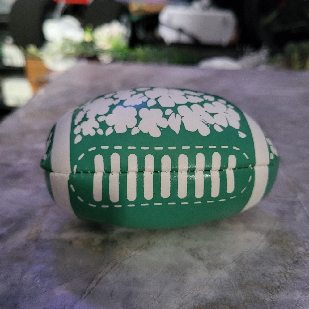 4" Football Squeezable Stress Reliever Sports Ball Green With Flowers